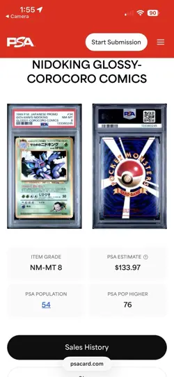 1999 Pokemon Giovanni’s Nidoking Glossy Japanese Corocoro Comic Promo PSA 8 - Image 3