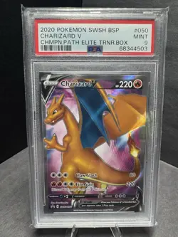 Pokemon TCG: PSA 9 Charizard SWSH050 Chanpions Path ETB Black Star Promo 2020 - Image 1