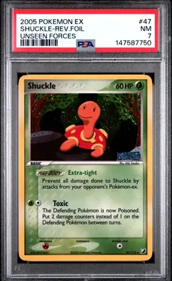 PSA 7 NM 2005 POKEMON EX UNSEEN FORCES #47 Shuckle REVERSE HOLO FOIL - Image 1