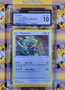 Pokemon Rayquaza Black Star Promo SWSH029 Holo Swirl Holo Bleed CGC 10 Gem Mint - Image 1