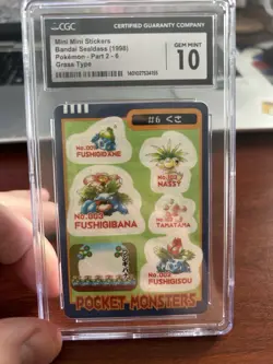 CGC 10 - 1998 Pokemon Bandai Sealdass Mini Stickers Grass Type Bulba Venusaur - Image 1