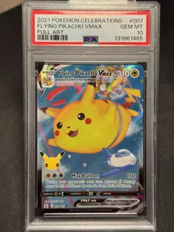 Pokemon 2021 Celebrations Flying Pikachu VMAX 007/025 Full Art Rare PSA 10 - Image 1