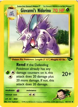 Pokemon TCG Giovanni's Nidorino Gym Challenge 45/132 Unlimited Uncommon LP - Image 1
