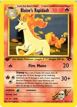 Pokemon TCG Blaine's Rapidash 33/132 Gym Challenge Regular 1st Edition VLP - Image 1