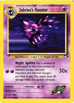 Pokemon TCG Sabrina's Haunter Gym Heroes 58/132 Unlimited Uncommon MP/HP - Image 1