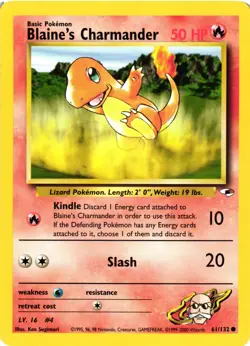 Pokemon TCG Blaine’s Charmander 61/132 Gym Heroes Unlimited LP - Image 1