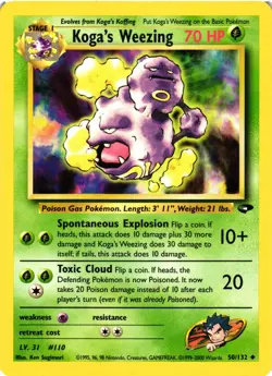 Pokemon TCG Koga's Weezing 50/132 Gym Challenge Unlimited Edition Regular LP - Image 1