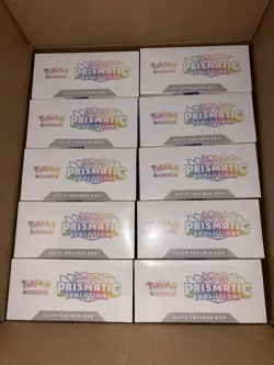 Pokemon TCG Prismatic Evolutions Case of 10x Sealed Elite Trainer Box ETB - Image 1