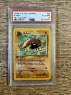 Pokemon PSA 10 Kabuto 50/62 Fossil 1st Edition WOTC 1999 First TCG English - Image 1