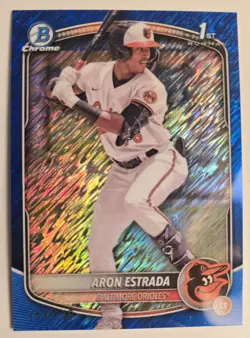 2025 Bowman Aron Estrada Chrome 1st Prospects Blue Shimmer Refractor /150 - Image 1