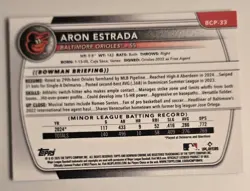 2025 Bowman Aron Estrada Chrome 1st Prospects Blue Shimmer Refractor /150 - Image 2