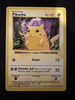 Red Cheeks Pikachu - Shadowless Base Set - 58/102 - LP - Image 1