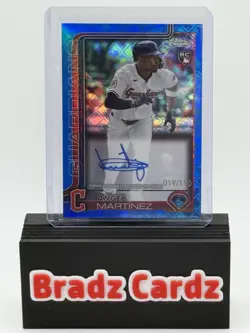 2025 Topps Chrome - Rookie Autographs Angel Martinez Blue Refractor /150 RC Auto - Image 1
