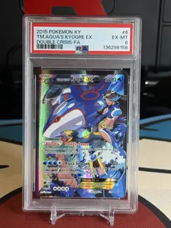2015 POKEMON XY DOUBLE CRISIS #6 FULL ART/TEAM AQUA'S KYOGRE EX PSA 6 - Image 1