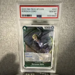 Bandai One Piece CCG Roronoa Zoro OP13 #037 Rare Foil PSA 10 English 2025 - Image 1