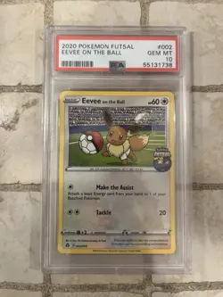 PSA 10 GEM MINT Eevee on the Ball Futsal Soccer 2020 Promo Pokemon Card 002/005 - Image 1