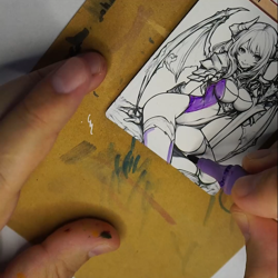 MOUNTAIN - RED - MTG *Altered Hand Colored Original Art Anime - Pink Demon 10-25 - Image 2