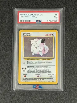 PSA 7 Clefairy 5/102 Pokemon Base Set Unlimited Holo Rare TCG NM - Image 1