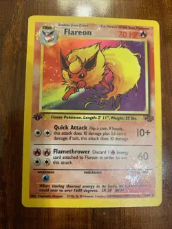Pokemon Flareon 1st Edition Jungle 3/64 Holo Rare HP - Image 1