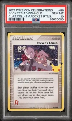 Pokemon Rocket's Admin. 86/109 Celebrations Classic Collection Holo PSA 10 2021 - Image 1