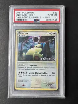 2011 Pokemon Snorlax Holo Call Of Legends Prerelease STAFF #33 PSA 10 | POP 23! - Image 1