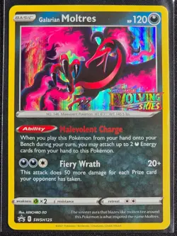 Galarian Moltres SWSH125 (Prerelease Black Star Promo) Evolving Skies Near Mint - Image 1