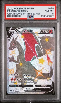 Charizard V Secret Pokemon Sword & Shield Champion's Path 079/073 PSA 8 - Image 1