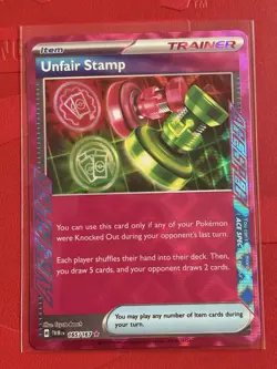 UNFAIR STAMP 165/167 ACE SPEC RARE TWILIGHT MASQUERADE POKEMON NM - Image 1