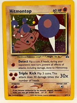 Vintage 2001 Pokemon TCG Neo Discovery HITMONTOP HOLO Rare 3/75 LP Eng., Unltd - Image 1