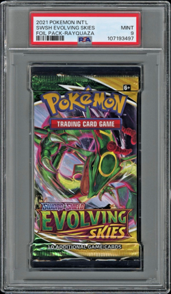 Pokemon Evolving Skies Rayquaza Art Authentic Sealed Booster Pack PSA 9 Mint - Image 1