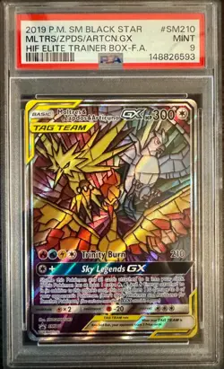 2019 POKEMON SM BLACK STAR PROMO FULL ART/MOLTRES & ZAPDOS & ARTICUNO GX PSA 9 - Image 1