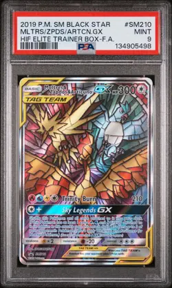 2019 POKEMON SM BLACK STAR PROMO FULL ART/MOLTRES & ZAPDOS & ARTICUNO GX PSA 9 - Image 1