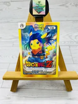 Pikachu as Anime Cosplay Dragon Ball Z Androide 17 Non-Pokemon Fan Art Holo Card - Image 1