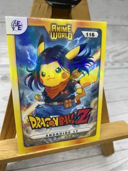 Pikachu as Anime Cosplay Dragon Ball Z Androide 17 Non-Pokemon Fan Art Holo Card - Image 2