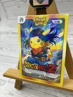 Pikachu as Anime Cosplay Dragon Ball Z Androide 17 Non-Pokemon Fan Art Holo Card - Image 3