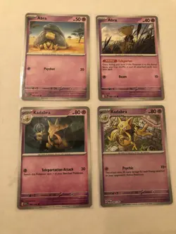 Lot of 4 Abra and Kadabra Pokemon Cards - Image 1