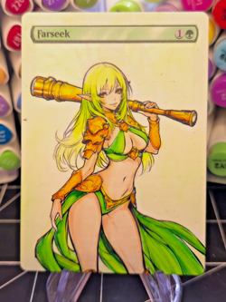 FARSEEK - MTG *Altered Hand Colored Original Art Anime - Green 10-25 - Image 1