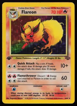 Flareon 3/64 1st Edition Holo Rare Jungle Pokemon English LP - Image 1