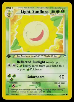 Pokemon Card - Light Sunflora Neo Destiny 1st Edition 72/105 Common - Image 1