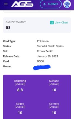 Darkrai #GG50/GG70 AGS 9.5 Mint VSTAR Pokemon Galarian Gallery Crown Zenith TCG - Image 2
