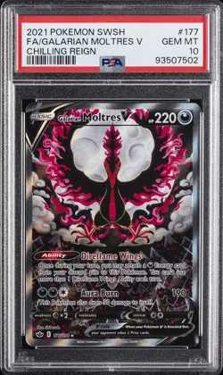 2021 POKEMON SWORD & SHIELD CHILLING REIGN FULL ART/GALARIAN MOLTRES V PSA 10 - Image 1