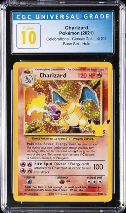 2021 POKEMON CELEBRATIONS CLASSIC COLLECTION #4 CHARIZARD-HOLO CGC 10 PRISTINE - Image 1