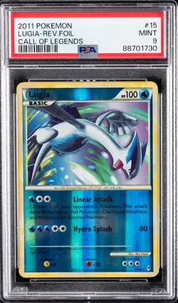 2011 POKEMON CALL OF LEGENDS #15 LUGIA-REVERSE FOIL PSA 9 - Image 1