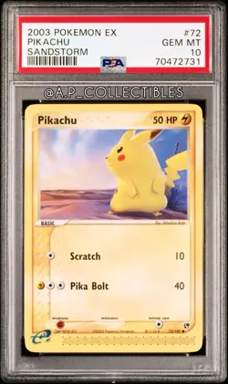 PSA 10 Gem Mint 2003 Pokemon EX Sandstorm Pikachu #72 *Low Pop Pika - Image 1