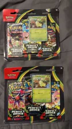Pokemon TCG Lot Of (2) Perfect Order, 3 Pack Blister, Chikorita - Image 1