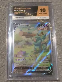 Pokemon TCG Golurk V Alternative Art Card 182/203 Evolving Skies Ace 10 - Image 1