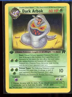 Dark Arbok 19/82 Rare Ex/NM- 1st Edition Team Rocket Pokemon - Image 1