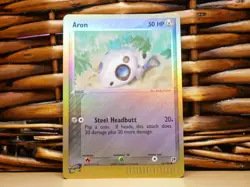 Pokemon ARON 56/100 REVERSE HOLO | MP Moderate Play | EX Sandstorm | 2003 - Image 1