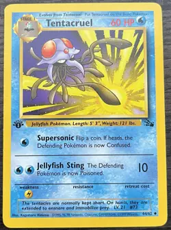 Tentacruel 44/62 Pokemon TCG WOTC Base Set Fossil Uncommon Light Play LP - Image 1
