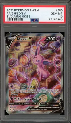 Pokemon Espeon V Evolving Skies Full Alt Art #180 PSA 10 Gem Mint - Image 1